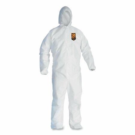KLEENGUARD A45 Liquid/Particle Protection Surface Prep Coverall, Elastic Wrist/Ankle/Hood, 3XL, White, 25PK KCC41508